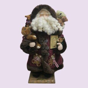 Grandeur Noel vintage collector's edition 2000 fabric santa in red and neutral
